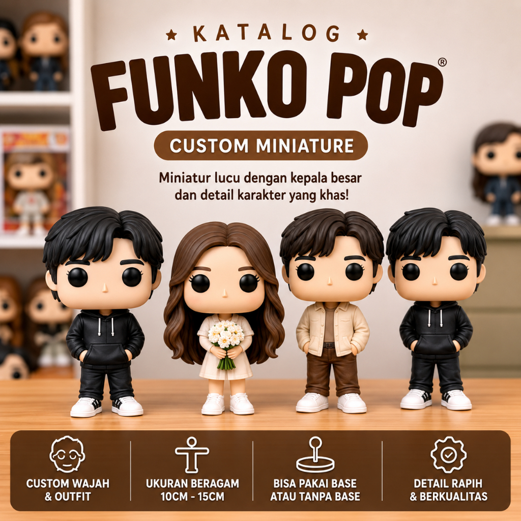 BigHead Mini Custom 3D Print Miniatur Wajah Sendiri Kado Wisuda Ulang Tahun Couple dengan Base Bulat Polos Hexagon Batu Alam Cocok untuk Hadiah Unik Souvenir
